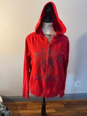 American Eagle Outfitters Red Hooded Zip Jacket